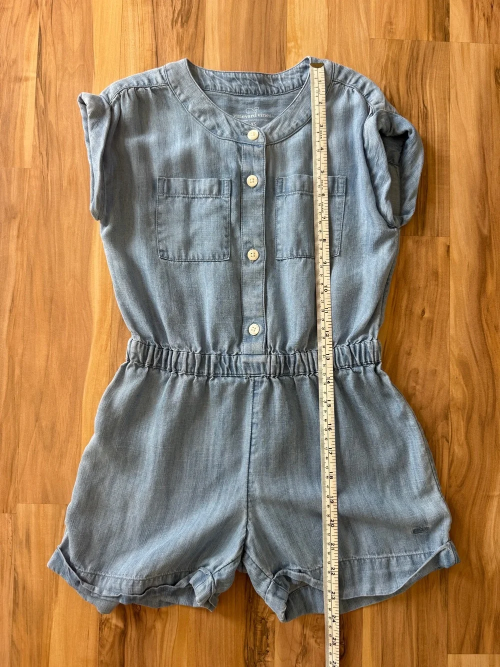 Vineyard Vines Light Blue Chambray Girls' Short Romper